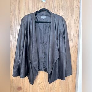 JM Collection faux leather swing dress jacket